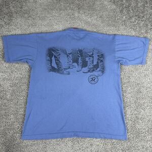 Vintage Marlboro Country Store Shirt Mens One Size Blue Cowboy Boots Graphic 90s